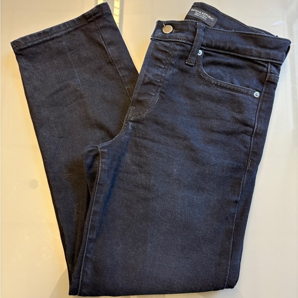 Banana Republic Women's Dark Straight cropped Leg HIgh-rise Denim Jeans size 26 - Picture 2 of 8